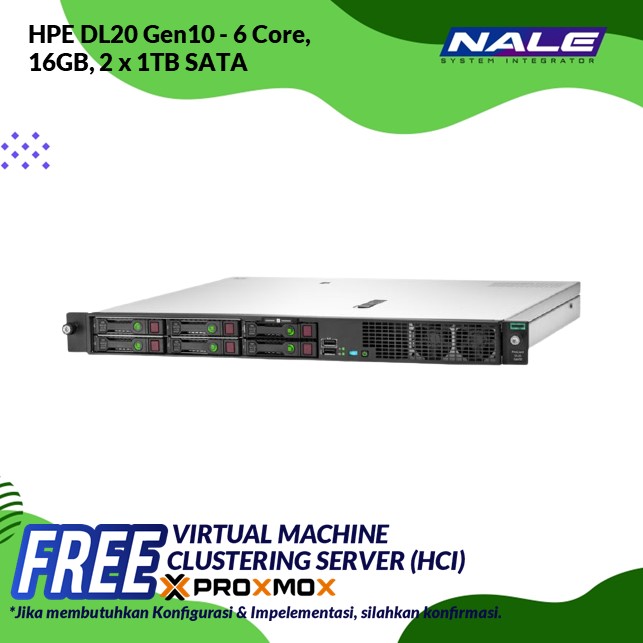 HPE P17081-B21 DL20 Gen10 – 6 Core, 16GB,  2x 1TB SATA (4SSF)