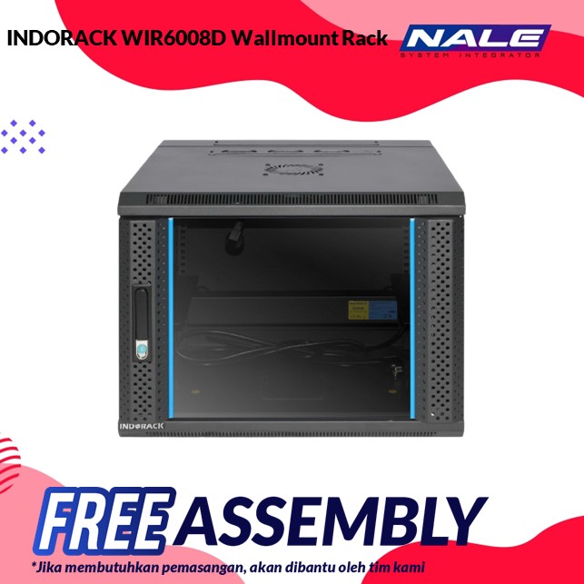 INDORACK WIR6008D Wallmount Rack 8U-600mm Depth Double Glass Door