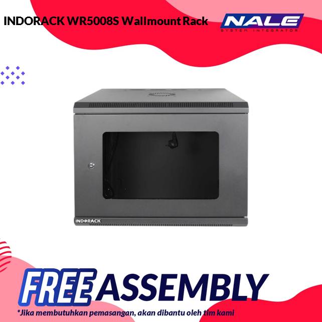 INDORACK WR5008S Wallmount Rack 8U-500mm Depth Single Glass Door