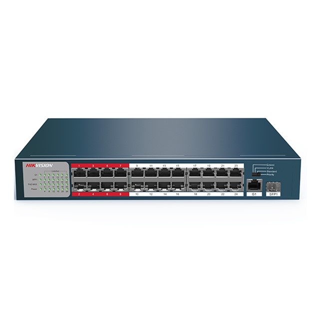 HIKVISION 24 Port Fast Ethernet Unmanaged POE Switch (DS-3E0326P-E(B))