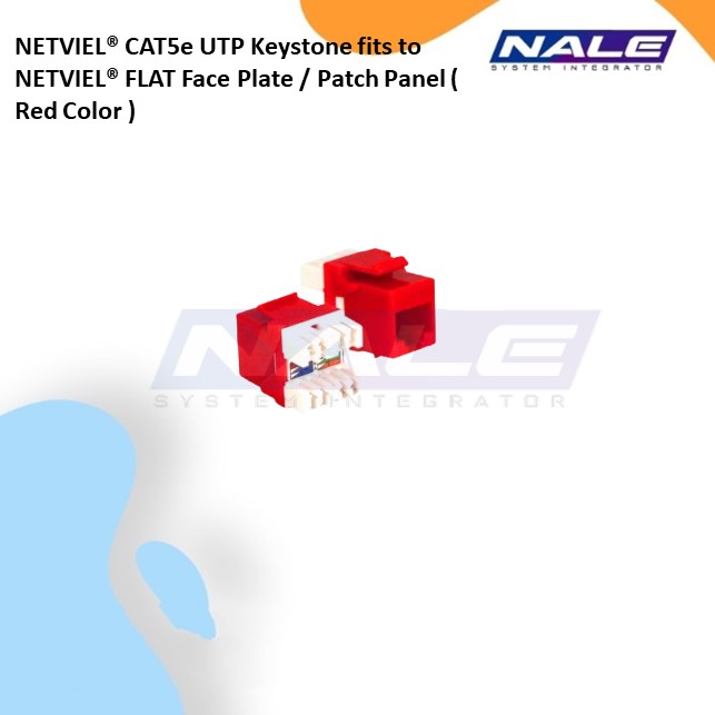 NETVIEL® CAT5e UTP Keystone fits to NETVIEL® FLAT Face Plate / Patch Panel ( Red Color ) (NVL-KS-01-5E)