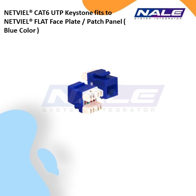 NETVIEL® CAT6 UTP Keystone fits to NETVIEL® FLAT Face Plate / Patch Panel ( Blue Color ) (NVL-KS-01-06)