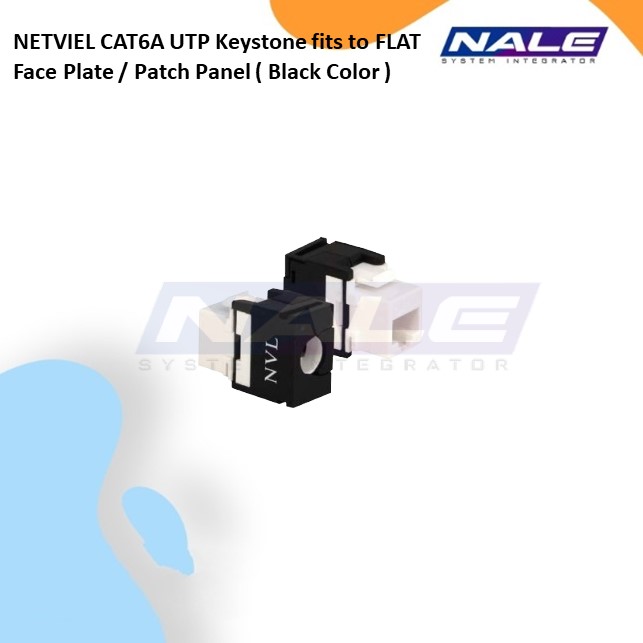 NETVIEL CAT6A UTP Keystone fits to FLAT Face Plate / Patch Panel ( Black Color ) (NVL-KS-01-06A)