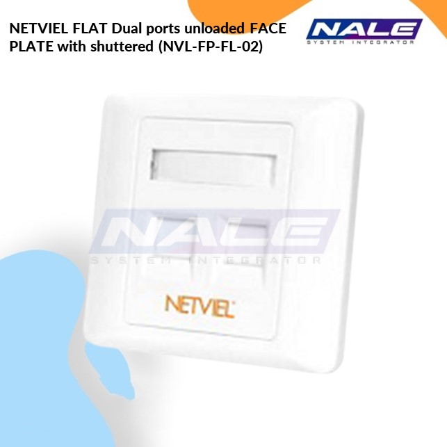 NETVIEL FLAT Dual ports unloaded FACE PLATE with shuttered (NVL-FP-FL-02)