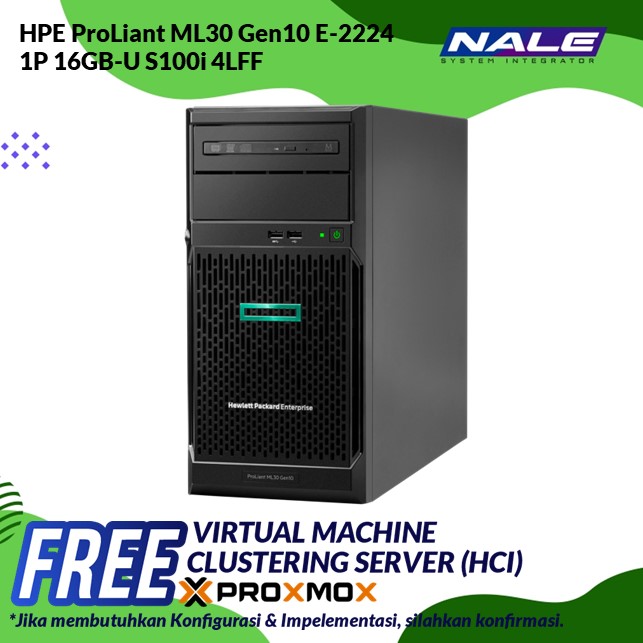 HPE ProLiant ML30 Gen10 E-2224 1P 16GB-U S100i 4LFF 16G Perf AP Svr (P16928-371)