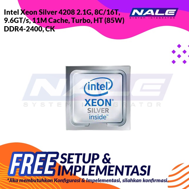 Intel Xeon Silver 4208 2.1G, 8C/16T, 9.6GT/s, 11M Cache, Turbo, HT (85W) DDR4-2400, CK