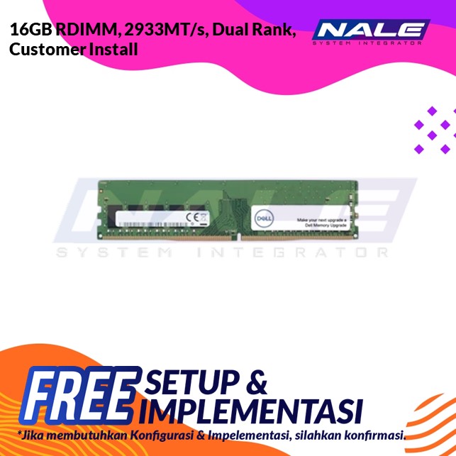 16GB RDIMM, 2933MT/s, Dual Rank, Customer Install (AA579532)