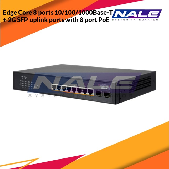 Edge Core 8 ports 10/100/1000Base-T + 2G SFP uplink ports with 8 port PoE (ECS2020-10P)