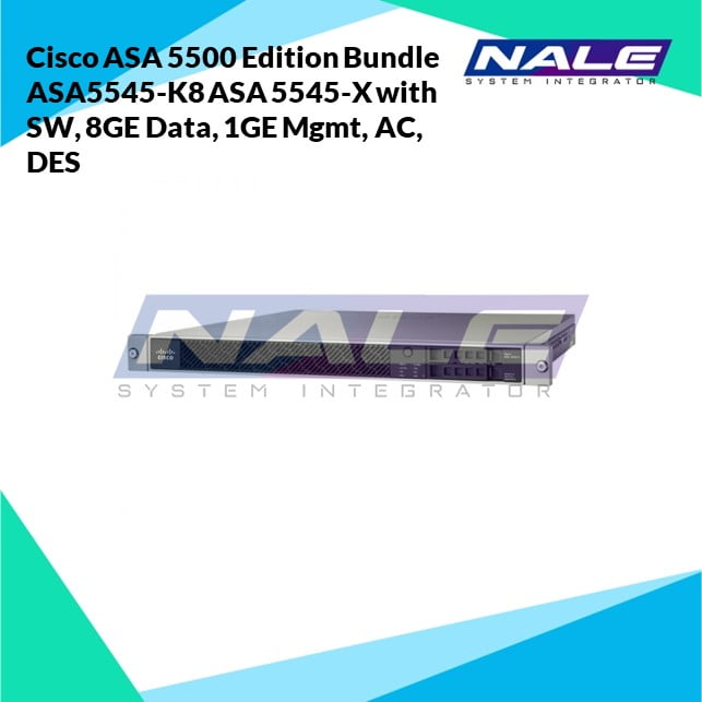 Cisco ASA 5500 Edition Bundle ASA5545-K8 ASA 5545-X with SW, 8GE Data, 1GE Mgmt, AC, DES