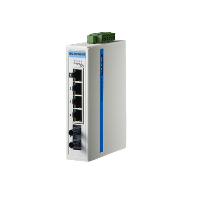 Advantech ProView 5-port 10/100Mbps Industrial Switch with 1x Multi Mode ST Type, Extreme Temp -40~75℃ (EKI-5525MI-ST-AE)