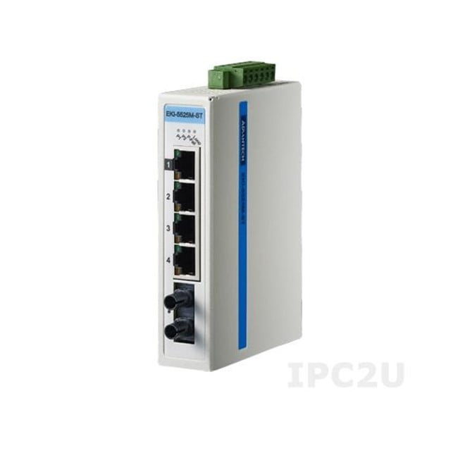 Advantech ProView 5-port 10/100Mbps Industrial Switch with 1x Single Mode SC Type, , Extreme Temp -40~75℃ (EKI-5525SI-ST-AE)