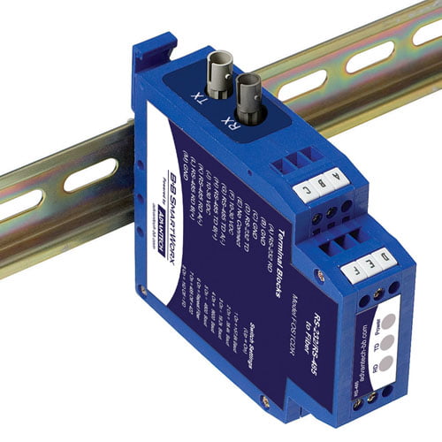 Advantech ULI-211C -Isolated RS-232/422/485 (Terminal Block) to Multi-mode Fiber Converter (ST Connectors) DIN Rail Mounted (BB-FOSTCDR)