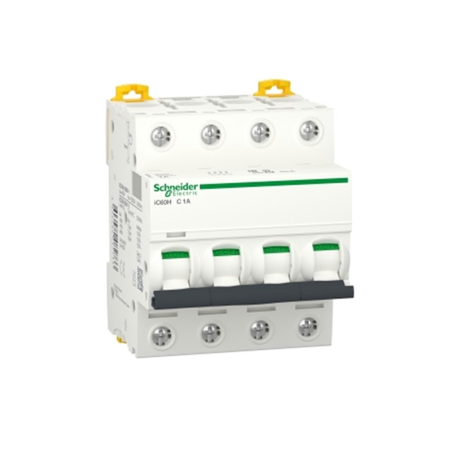 Miniature circuit breaker (MCB), Acti9 iC60H, 4P, 1A, C curve, 10000A (IEC/EN 60898-1), 70kA (IEC/EN 60947-2)