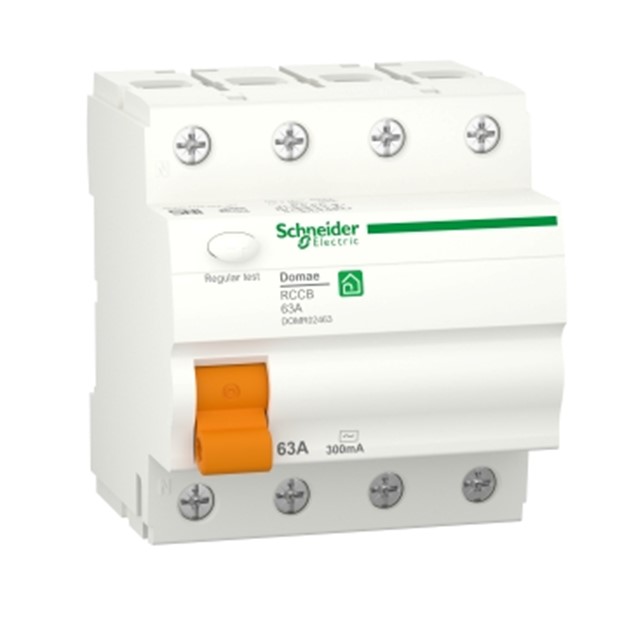 Schneider Residual current circuit breaker, Domae, 4P, 63 A, AC type, 300 mA
