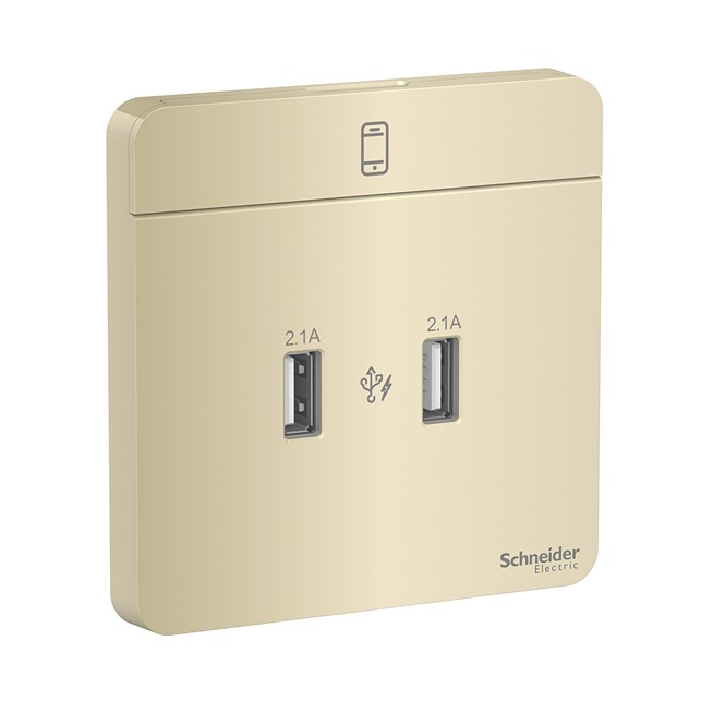 Outlet Data Schneider Double USB charger, AvatarOn type A, 2.1A, Wine Gold