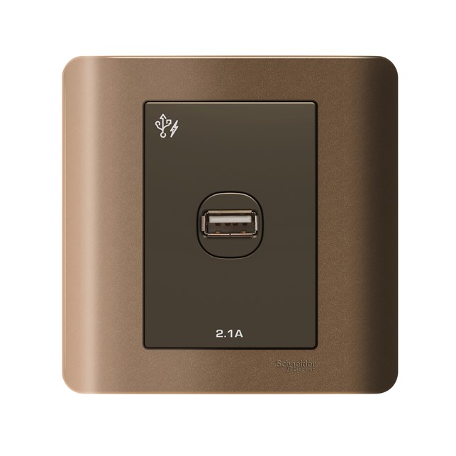 Schneider ZENcelo - 1 x 2.1A USB Charger - Silver Bronze