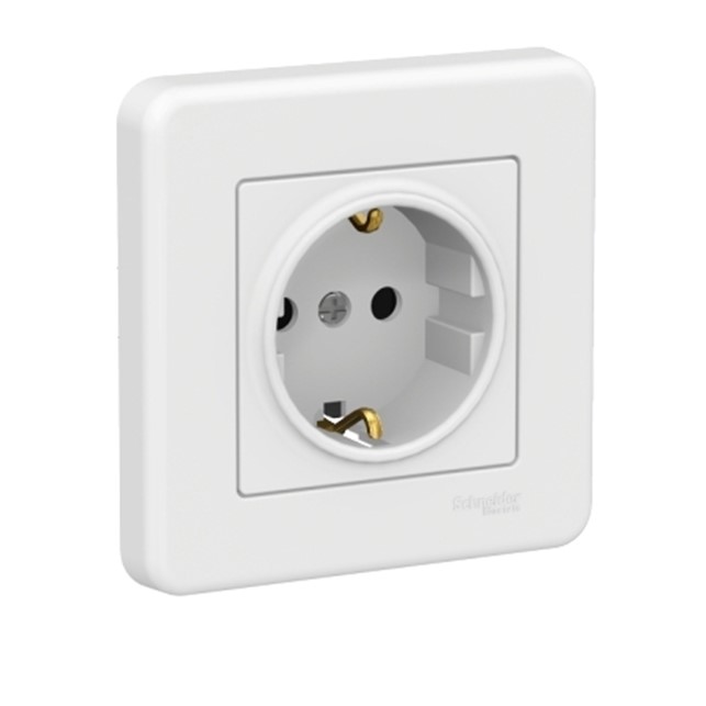 Stop Kontak Leona- single socket outlet with side earth - 16A white [LNA2900121]