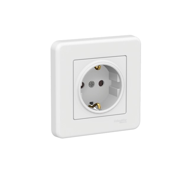 Stop Kontak Leona- single socket outlet with side earth - 16A shutters white [LNA2900221]