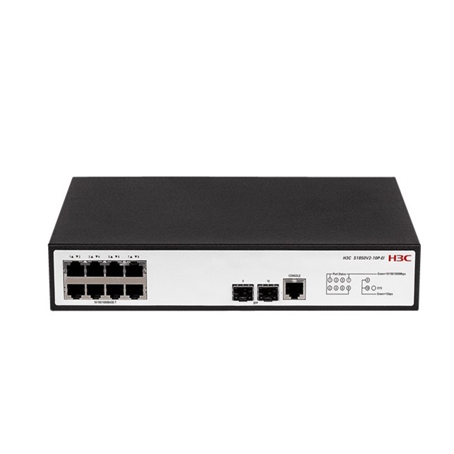 H3C S1850V2-10P-EI L2 Ethernet Switch with 8*10/100/1000BASE-T Ports and 2*1000BASE-X SFP Ports,(AC)