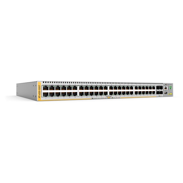 Allied Telesis 48-port 10/100/1000T Layer2+ managed switch with fixed single power supplies. (AT-x220-52GT-B50)