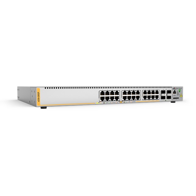 Allied Telesis L2+ switch with 24 x 10/100/1000T PoE ports and 4 x 100/1000X SFP ports. 5 year NCP support (AT-x230-28GP-B55)