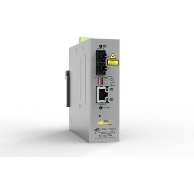 Allied Telesis 10/100TX POE+ to 100FX/SC Industrial Temp Fast Ethernet Media Converter  (AT-IMC200TP/SC-980)