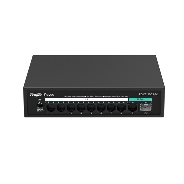 Ruijie Reyee RG-ES110FG-P 8-Port 10/100 Mbps with 2-Port Gigabit Unmanaged PoE Switch
