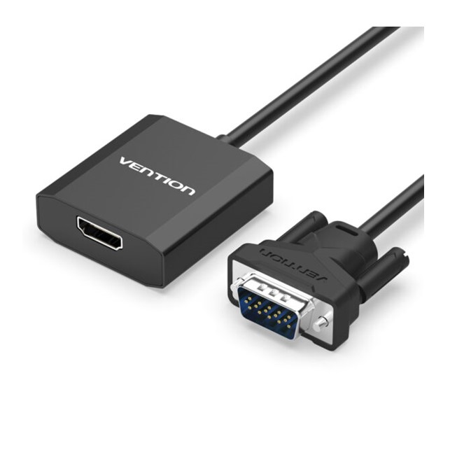 Vention VGA to HDMI Converter with Female Micro USB and Audio Port 0.15M Black Metal Type (ACEB0)