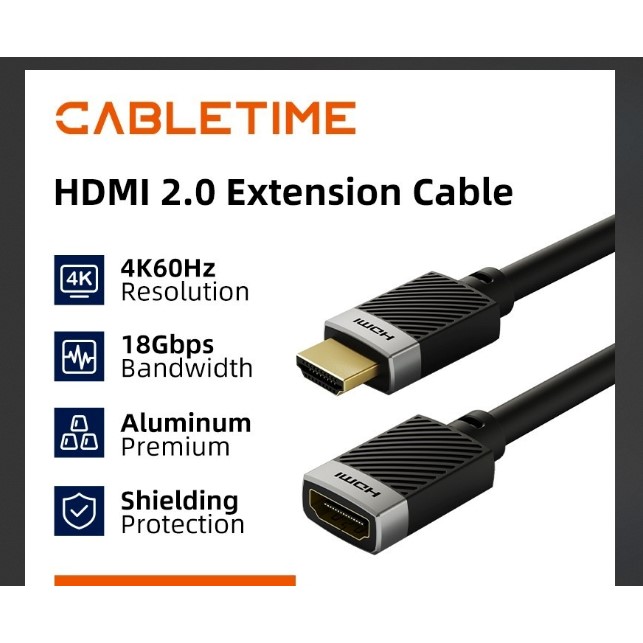 Cabletime HDMI 2.0 Extetntion Cable 0,5M